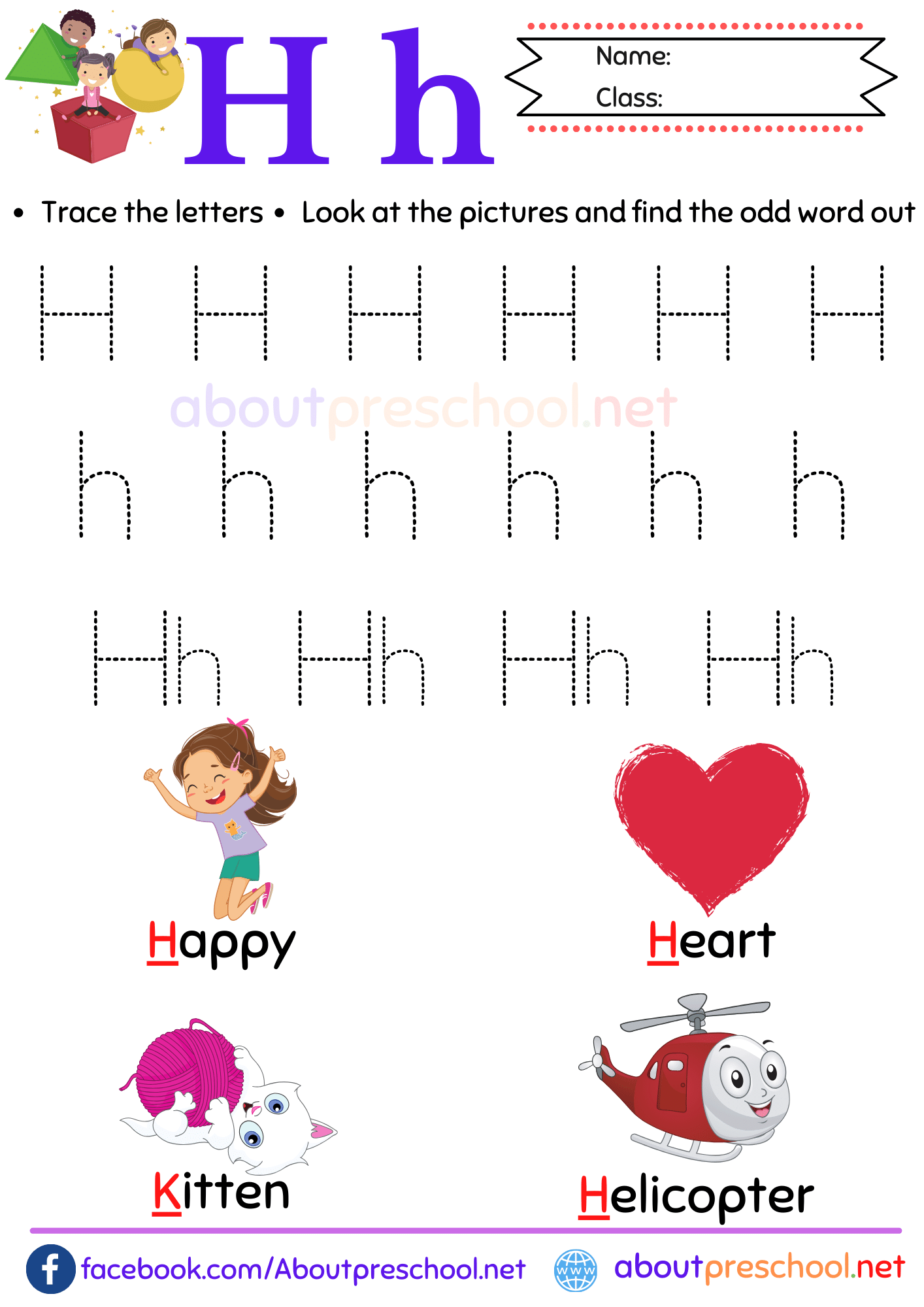 Free Printable Preschool Letter H Worksheets