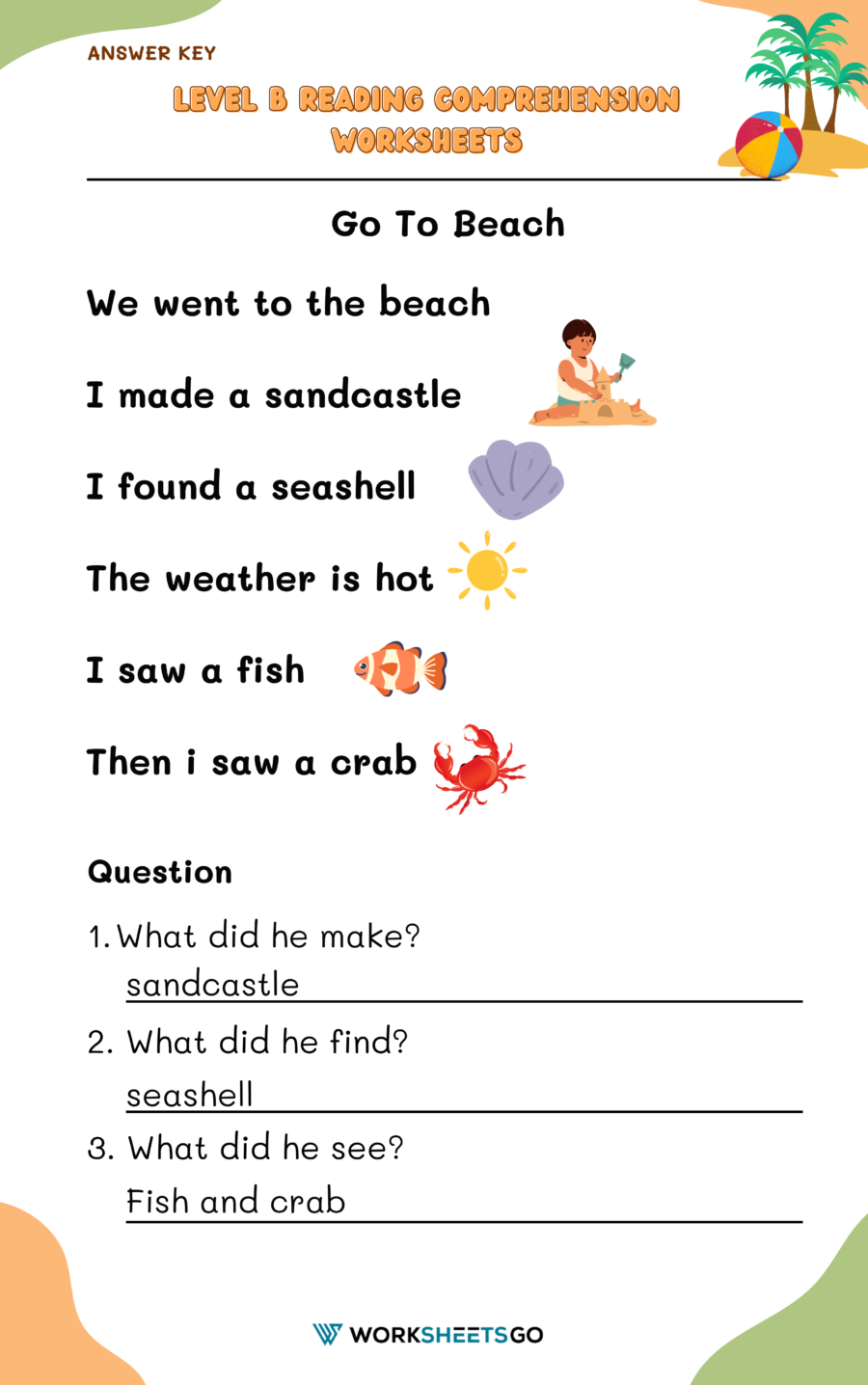 Level B Reading Comprehension Worksheets WorksheetsGO