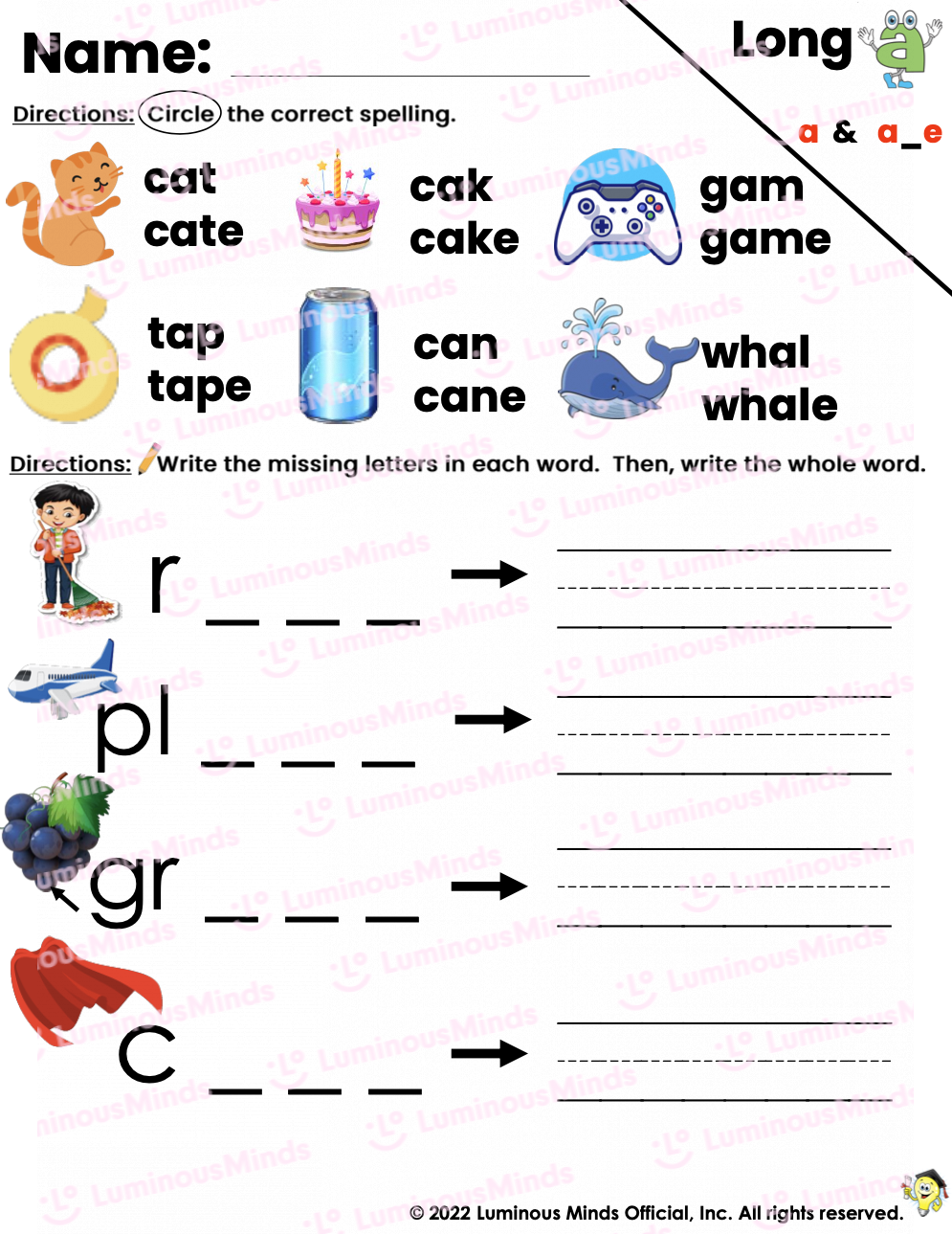 Long A Reading Comprehension Worksheets