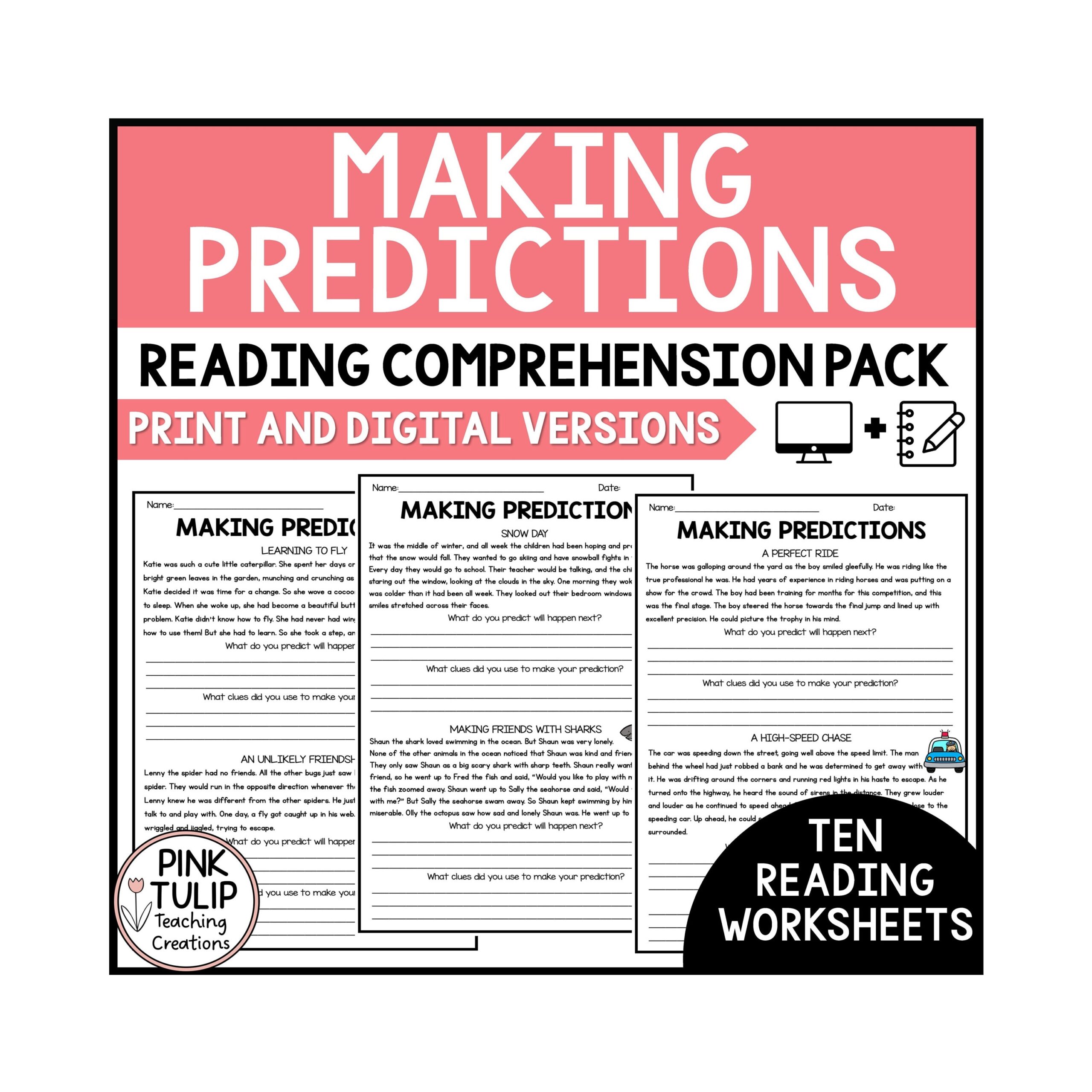 Making Predictions predicting Reading Worksheet Pack Etsy