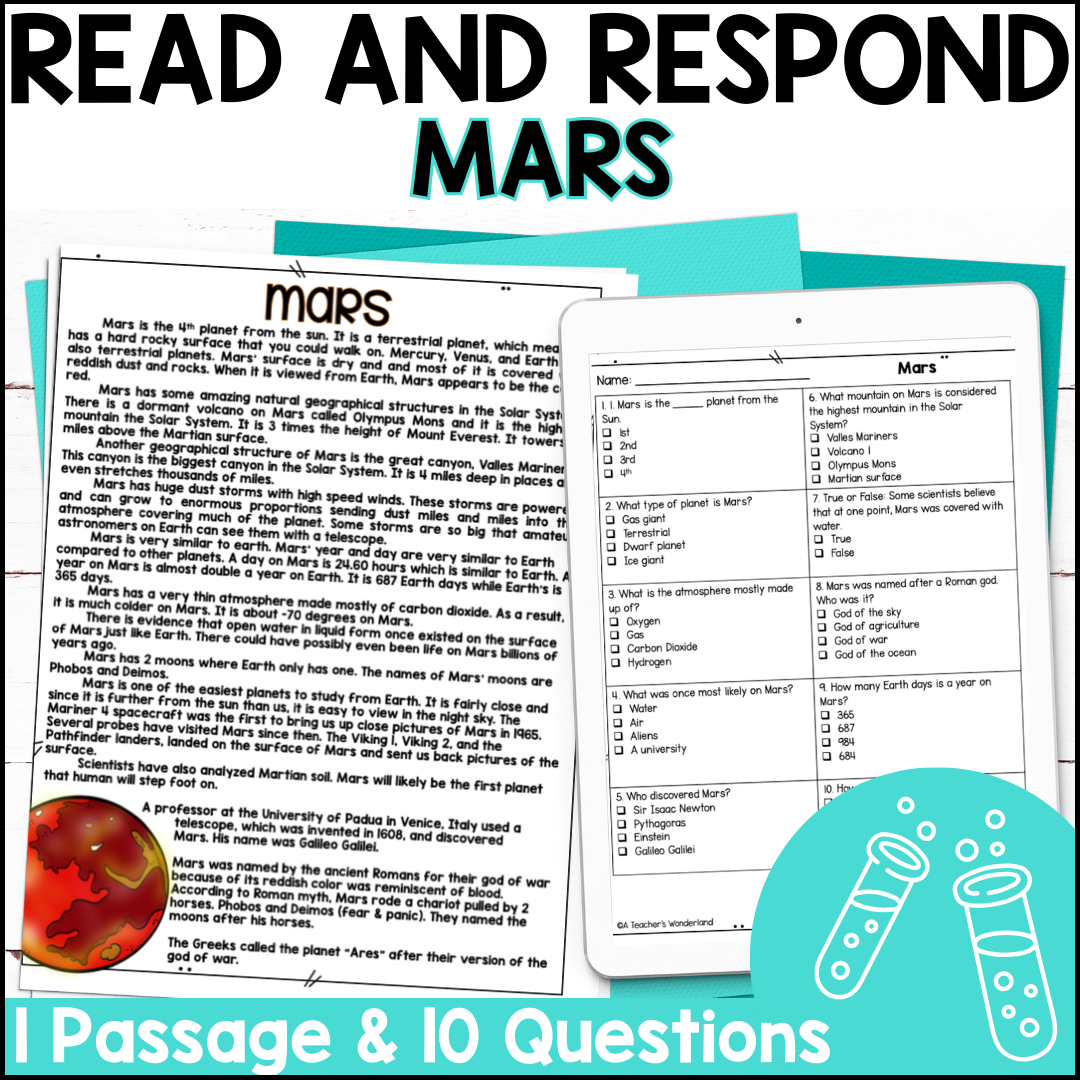 Mars Reading Comprehension U0026 Quiz Google Forms Science Centers A Teacher s Wonderland