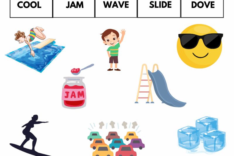 Kindergarten Match Words To Pictures Worksheets