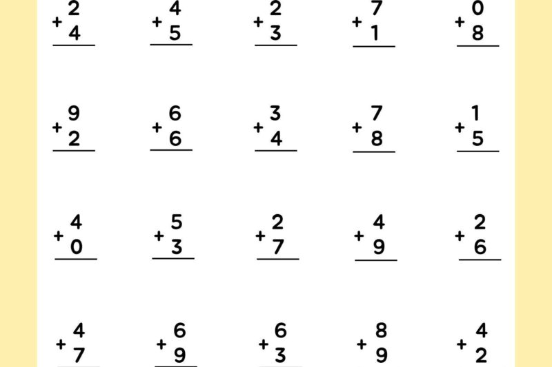 Math Drill Worksheets For Kindergarten