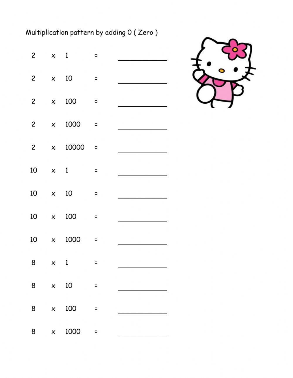 Math Multiplication By Adding Zero Online Exercise For Live Worksheets Library