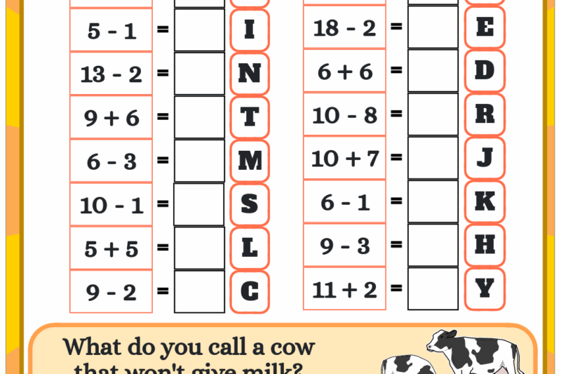 Math Riddles Worksheets