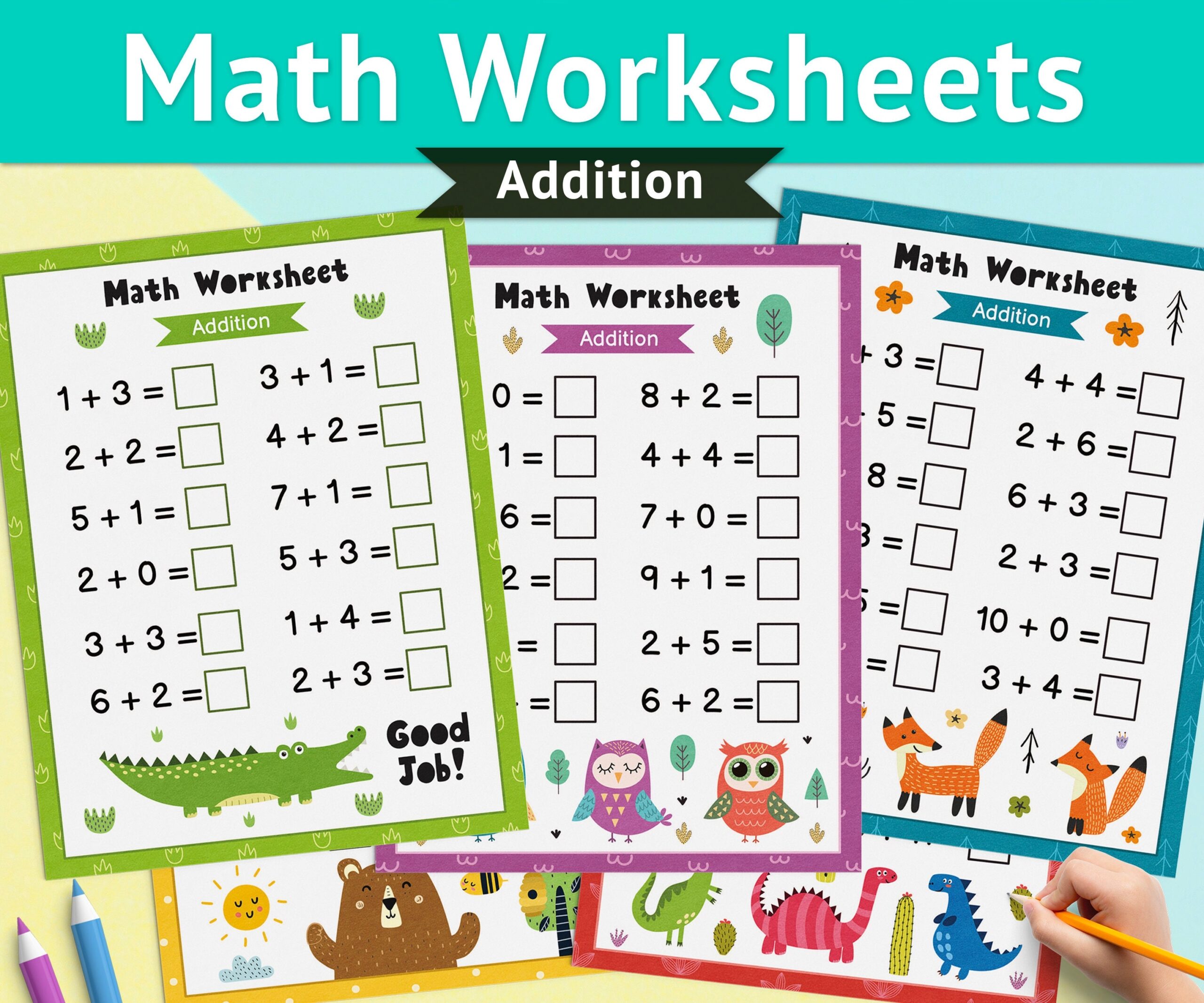 Math Worksheets 5 Printable PDF Pages Preschool Worksheets For Kids Math Book For Kindergarten Addition 1st 2nd Grade Maths Exercises Etsy
