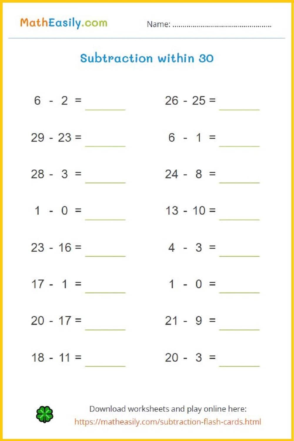 Math Practice Worksheets Free Printable