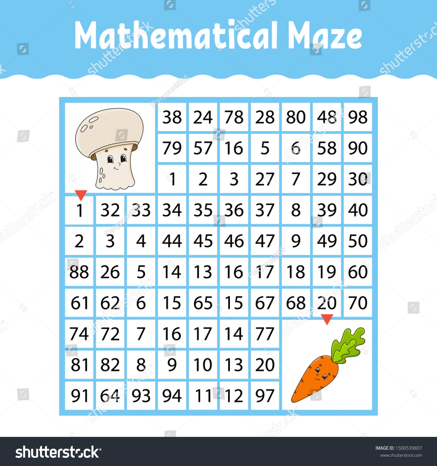 Mathematical Maze Game Kids Number Labyrinth Stock Vector Royalty Free 1500539807 Shutterstock