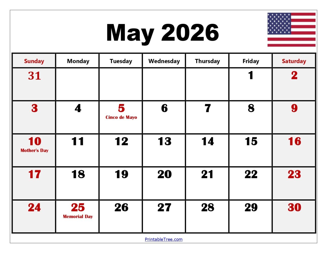 May 2026 Calendar Printable PDF With Holiday Templates Free