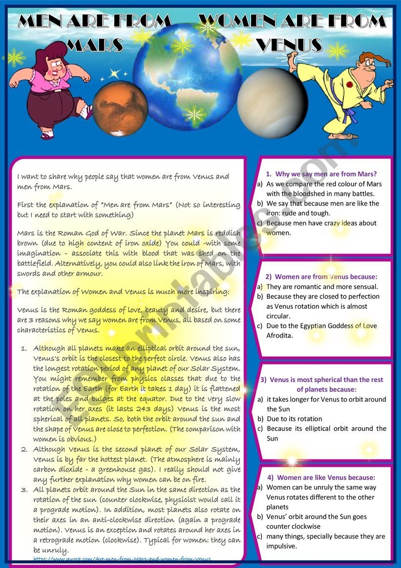 Mars Reading Comprehension Worksheet Answers