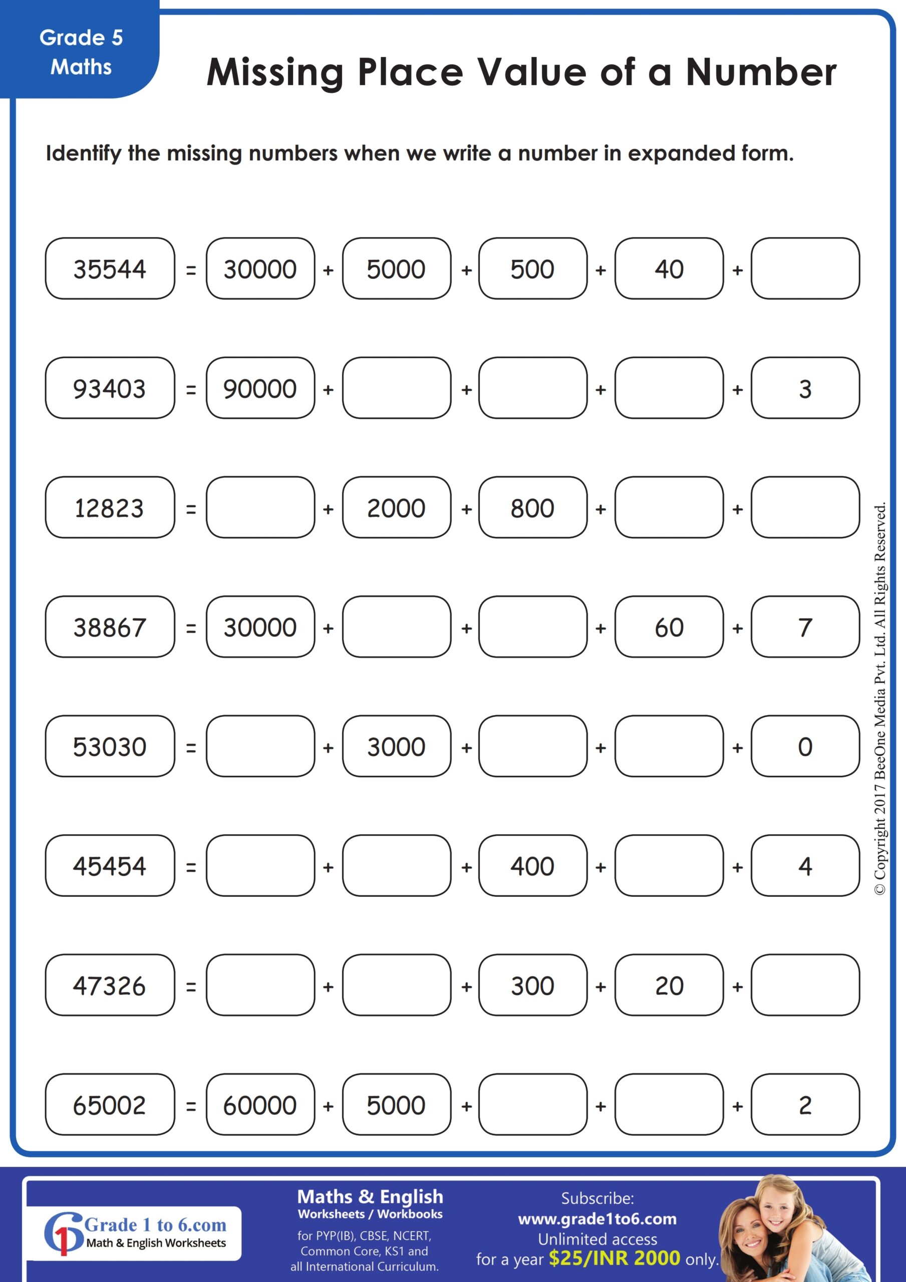 Math Place Value Worksheet Math Place Value Worksheet