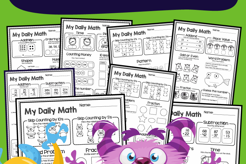Monster Math Worksheets