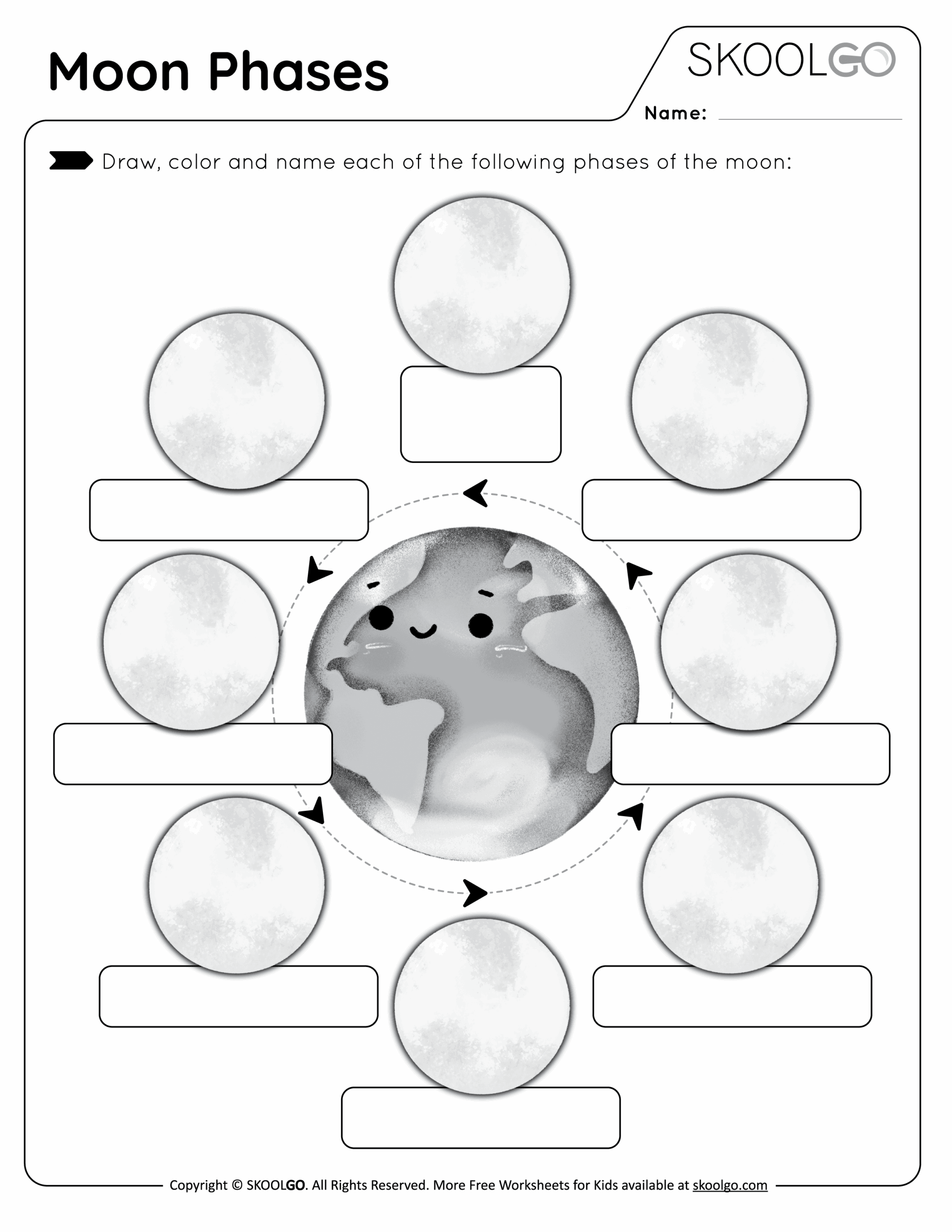 Moon Phases Free Worksheet SKOOLGO Worksheets Library