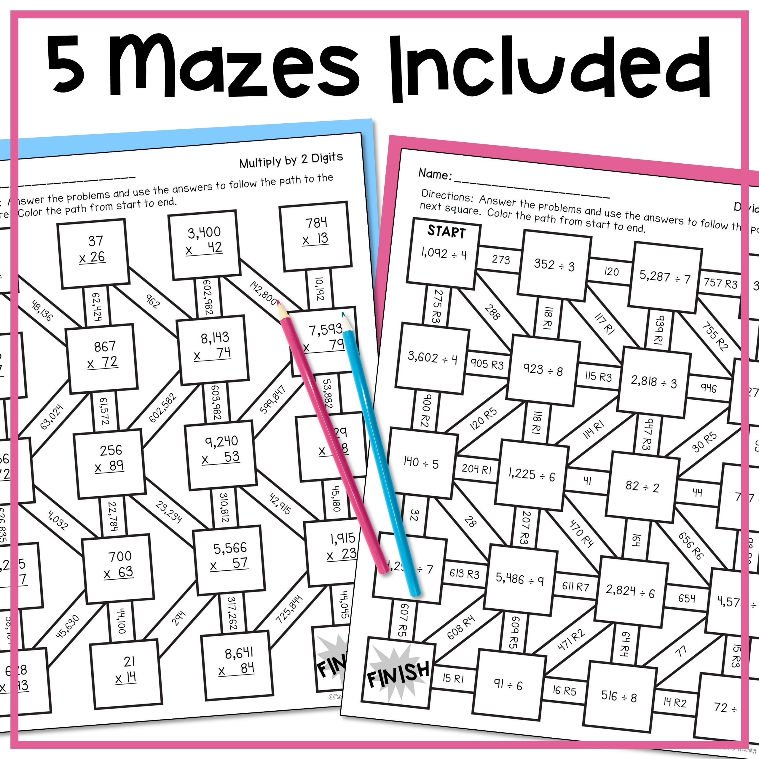 Multiplication And Division Of Whole Numbers Math Maze Worksheets 5th Grade Made By Teachers Multiplication And Division Of Whole Numbers Math Maze Worksheets 5th Grade Made By Teachers
