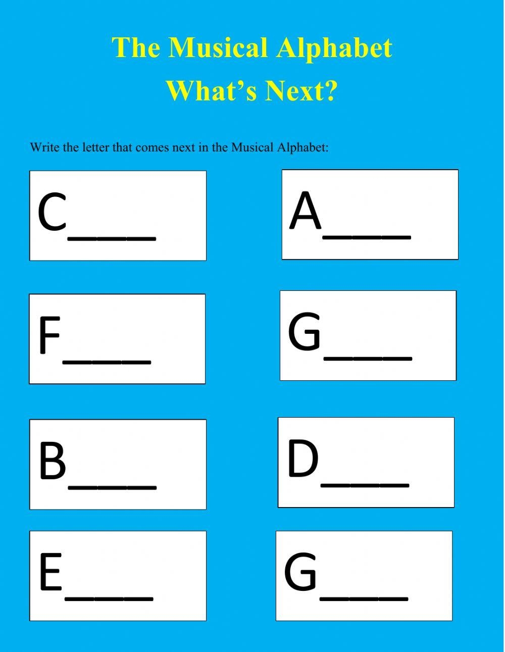 Music Alphabet Worksheet