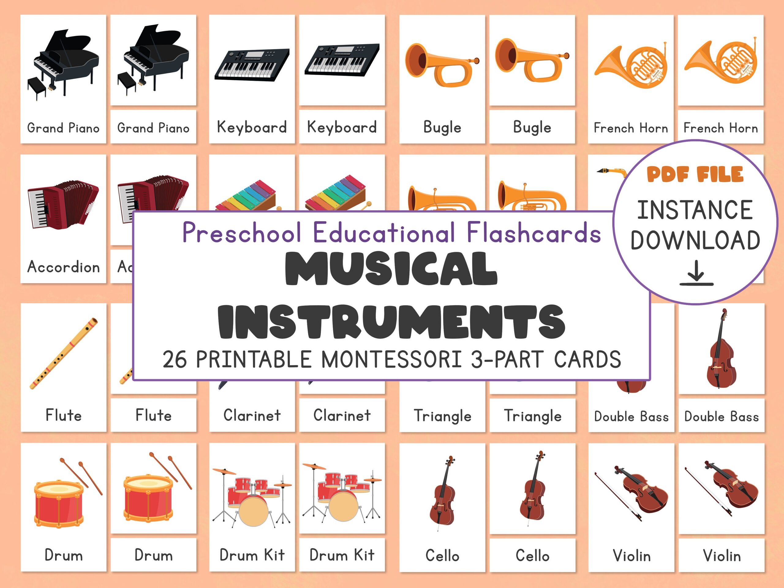 Musical Instruments Flashcards Printable Music Instruments Nomenclature Montessori 3 part Cards Toddlers Preschool Education Homeschool Etsy Musical Instruments Flashcards Printable Music Instruments Nomenclature Montessori 3 part Cards Toddlers Preschool Education Homeschool Etsy