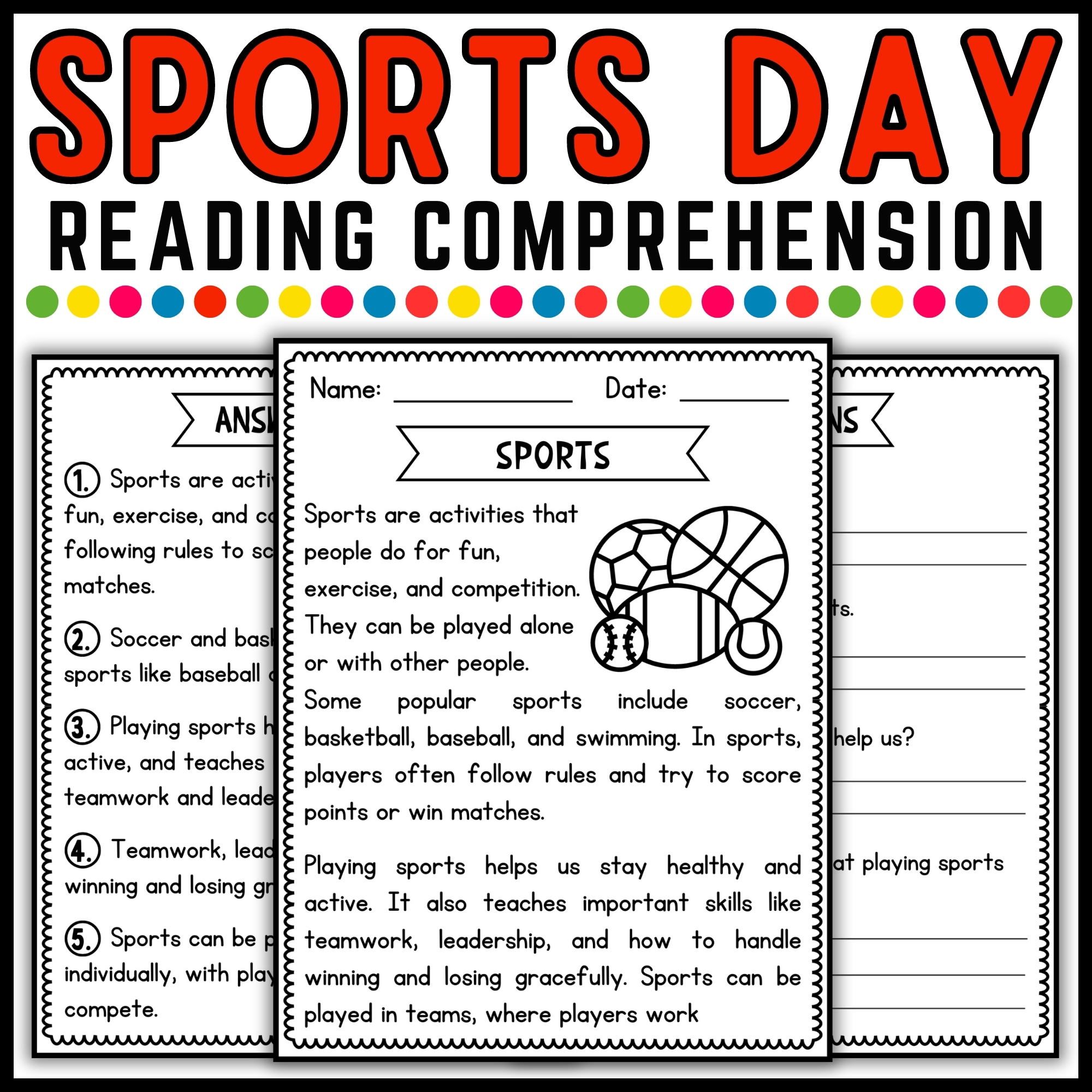 National Sports Day Reading Comprehension Passage U0026 Questions 