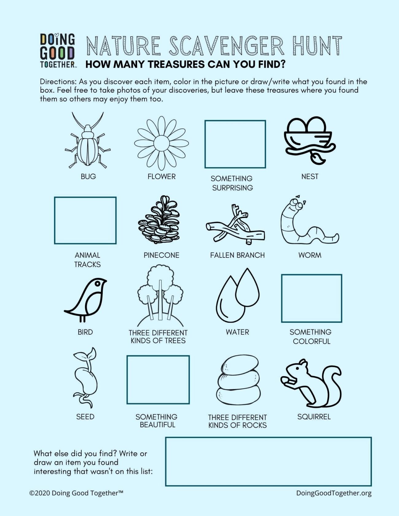 Nature Scavenger Hunt For Kids FREE Printable Doing Good Together