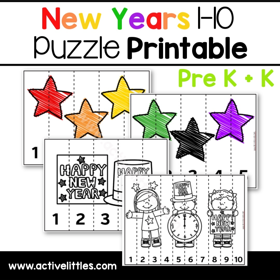 New Years Puzzle Math Printable