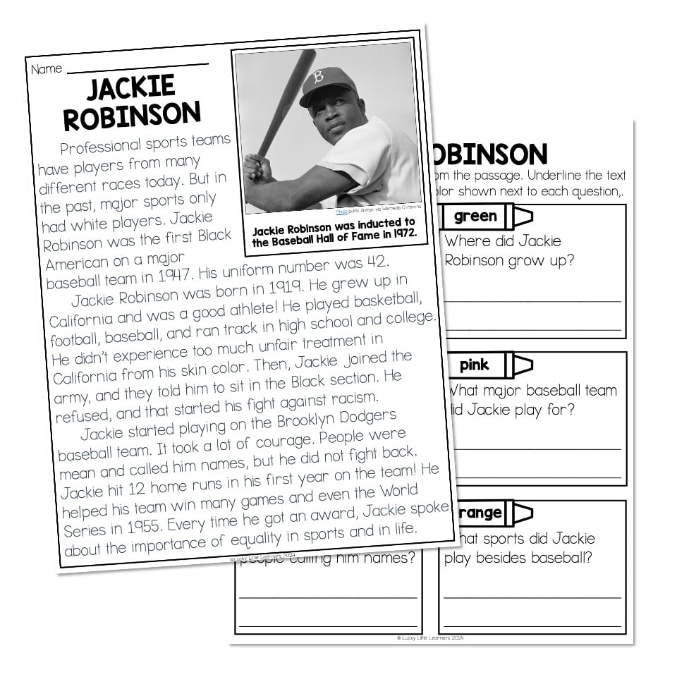 Free Printable Worksheets On Jackie Robinson
