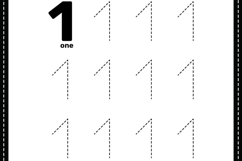 Free Printable Tracing Number 1 Worksheets