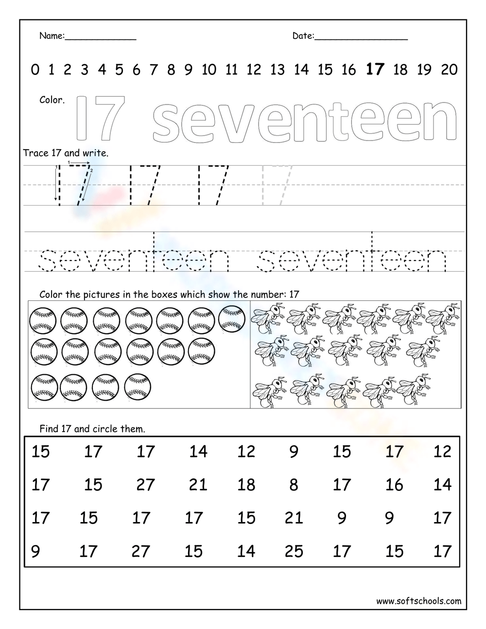 Free Printable Number 17 Worksheets Free Printable Number 17 Worksheets