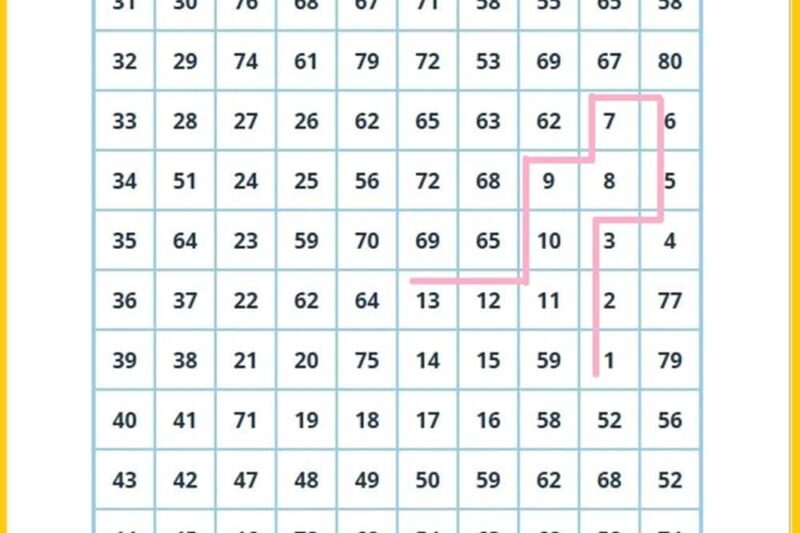 Number Maze 1 Through 50 Worksheets