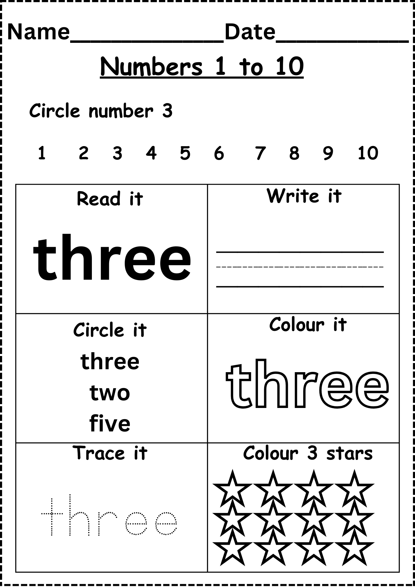 Numbers In Words Worksheets For Kindergarten