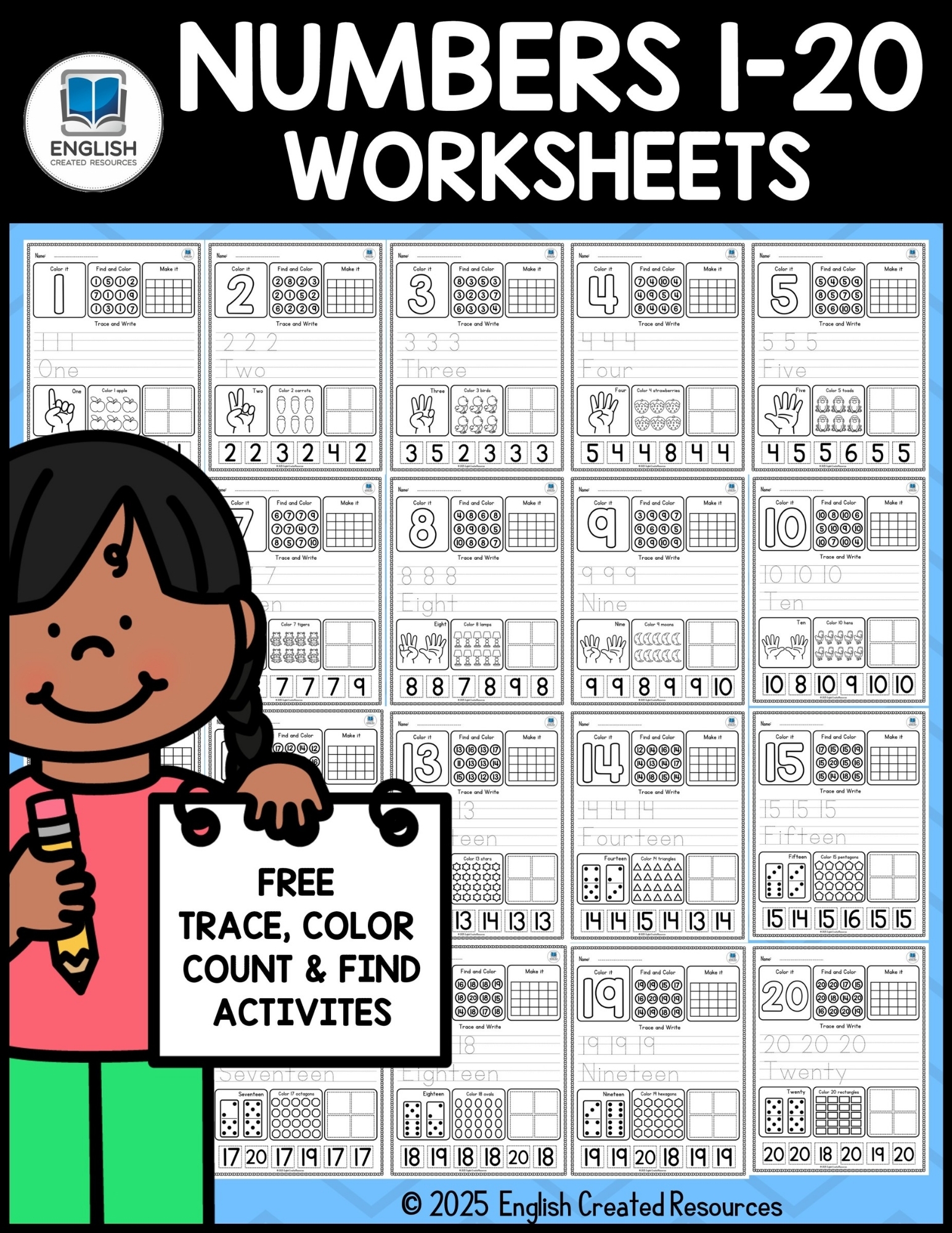 Numbers 1 20 Worksheets English Created Resources