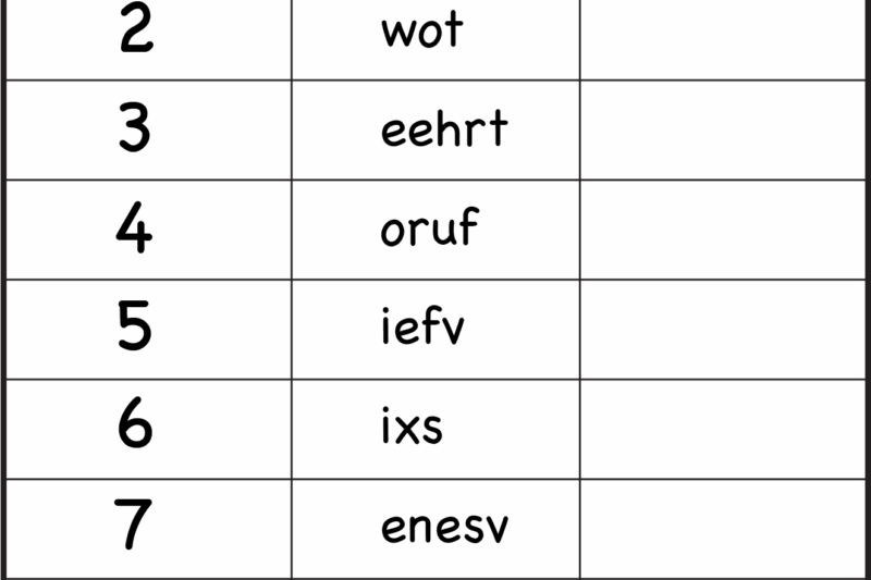 Number Words Kindergarten Worksheets