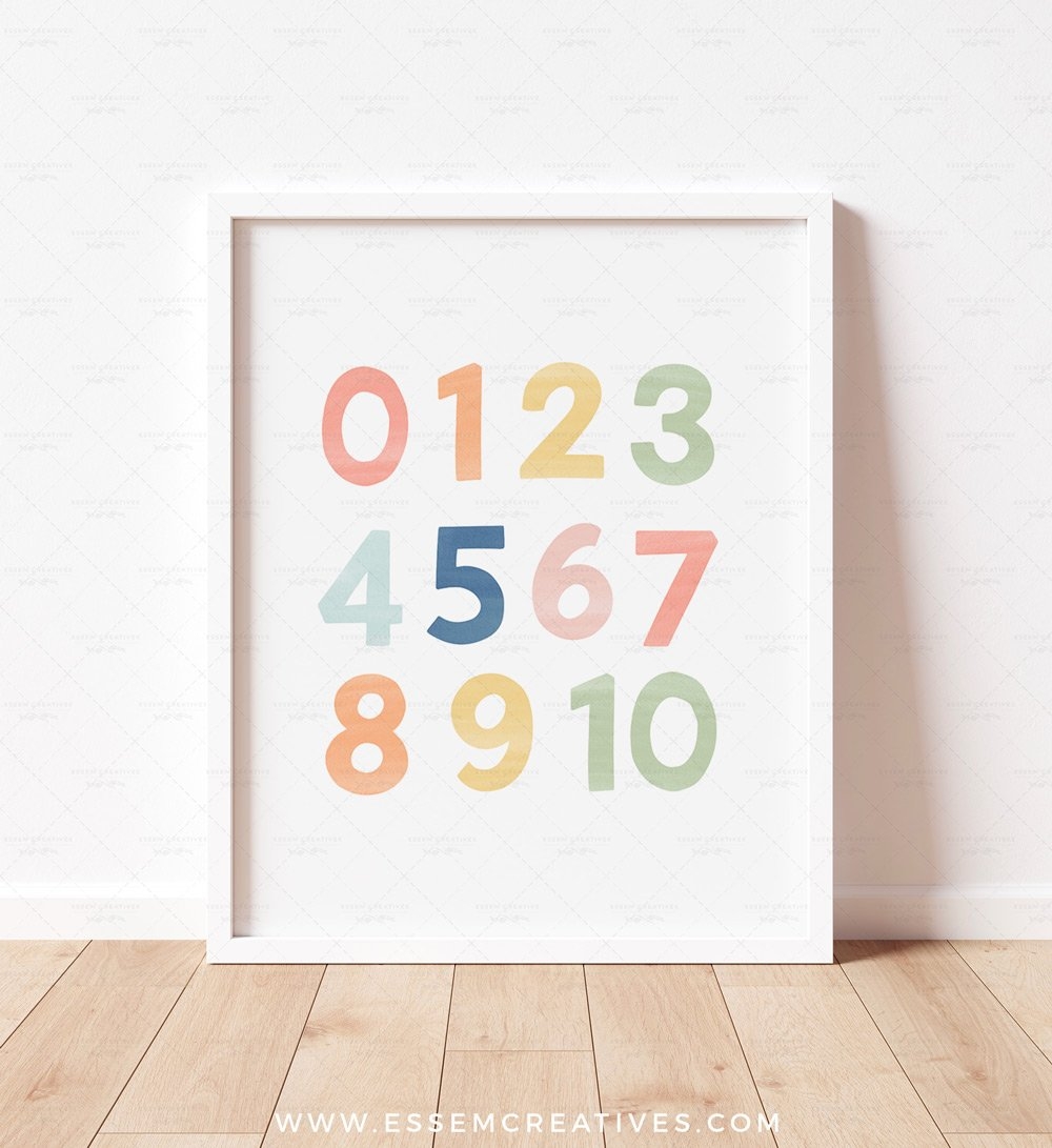 Numbers Poster For Kids 0 10 Printable For Preschool Classroom Educational Print Homeschool Decor Nursery Print Playroom Decor RNBW