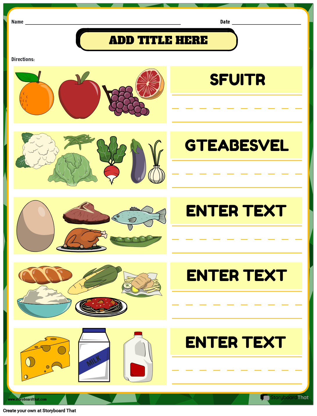 Middle School Free Printable Nutrition Worksheets