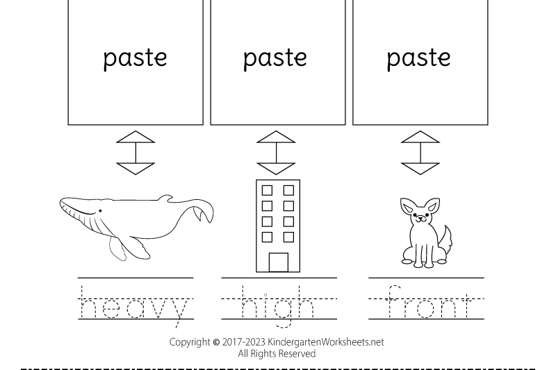 Opposite Words Worksheets For Kindergarten Pdf