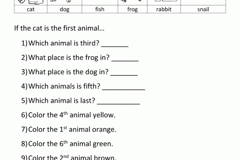Free Printable Ordinal Numbers Worksheet