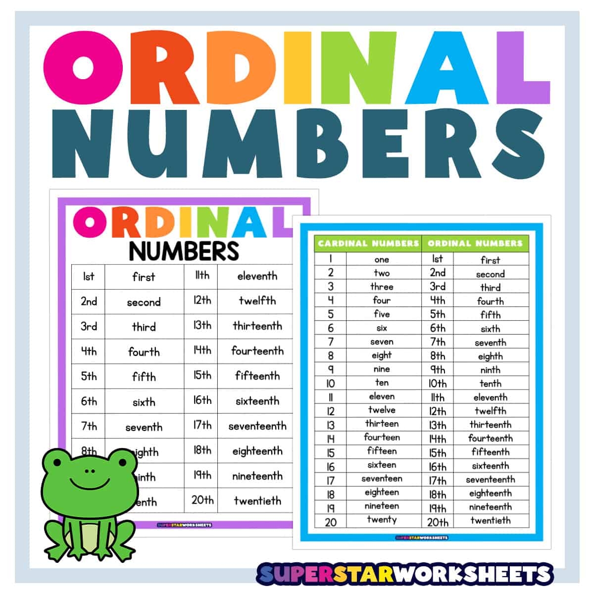 Ordinal Numbers Superstar Worksheets