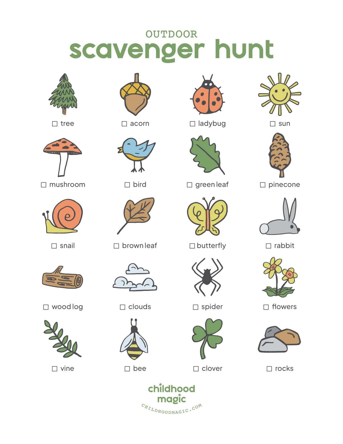 Outdoor Scavenger Hunt Free Printable Childhood Magic Outdoor Scavenger Hunt Free Printable Childhood Magic