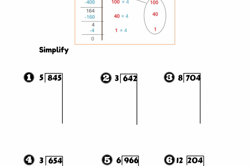 Free Printable Partial Quotient Division Worksheets