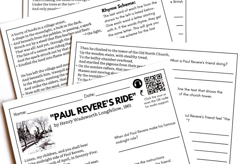 Free Printable Worksheets On Paul Revere