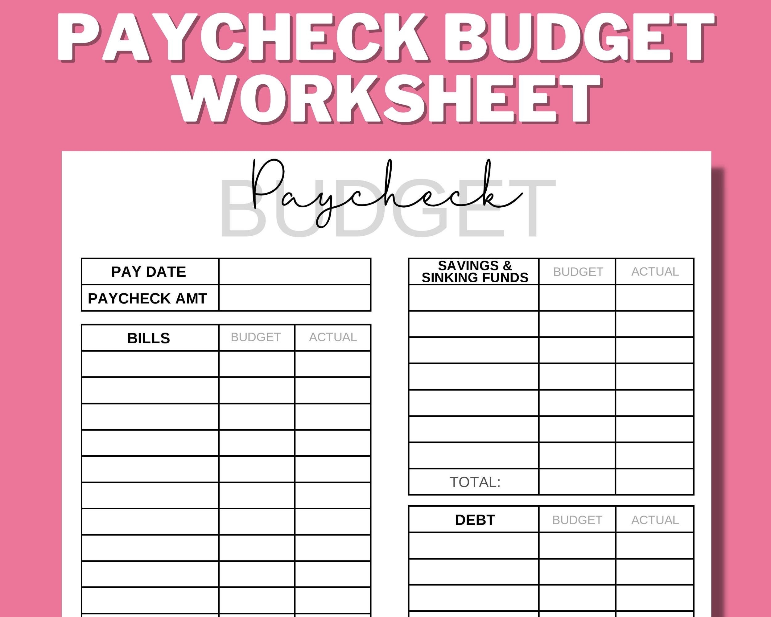 Printable Budget Worksheet Free