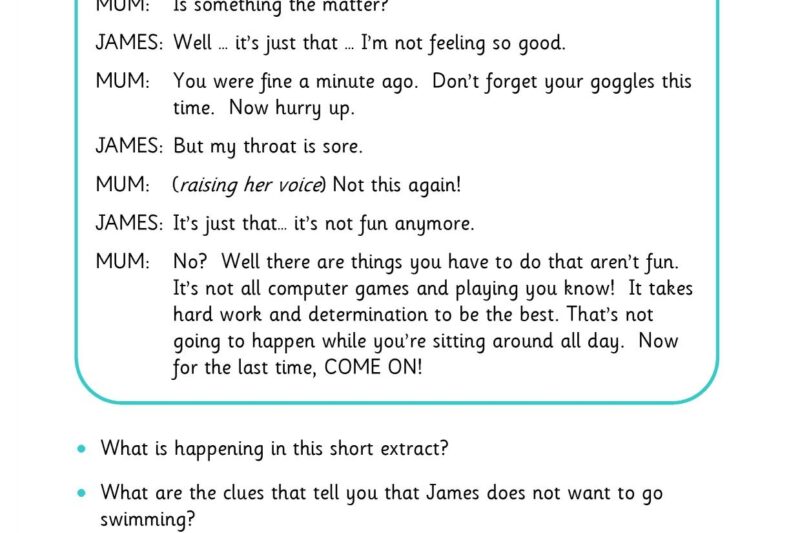 Play Script Reading Comprehension Worksheets