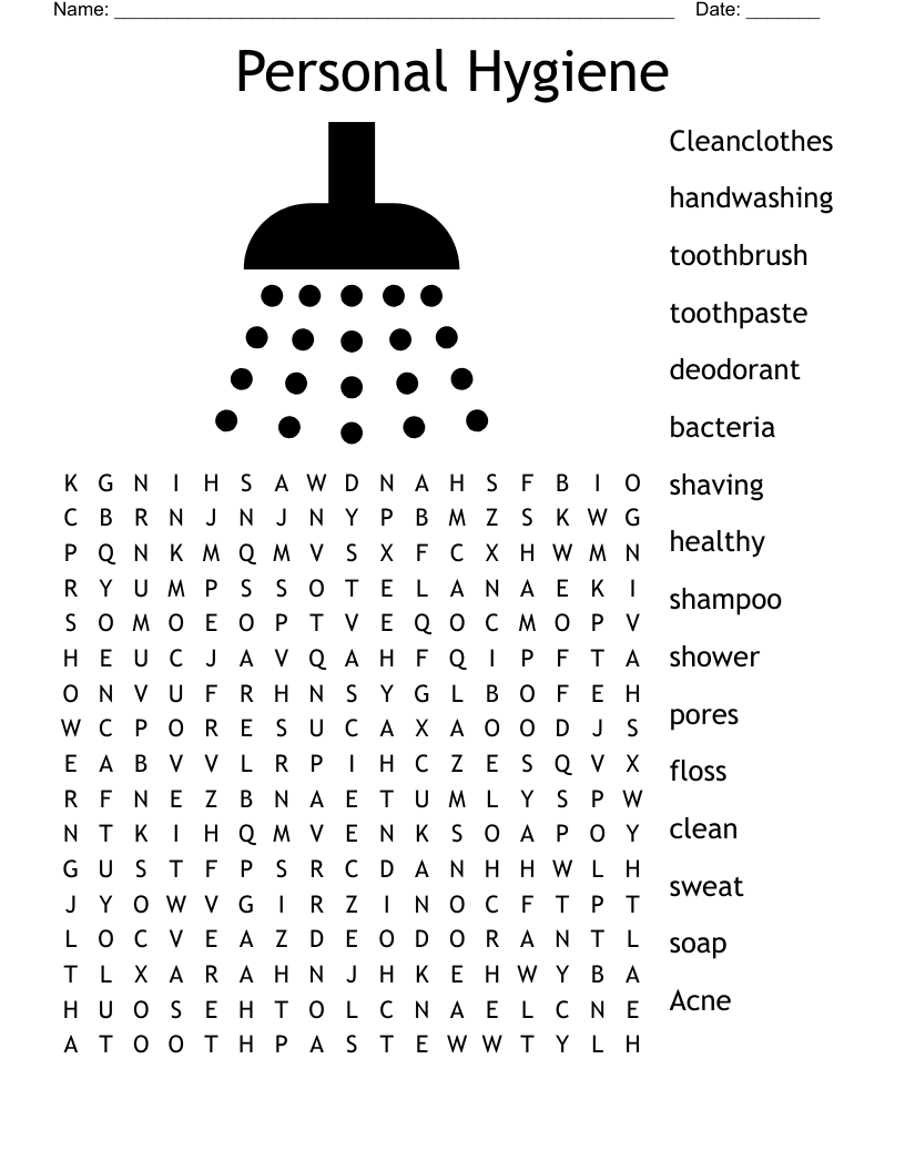 Personal Hygiene Worksheet WordMint