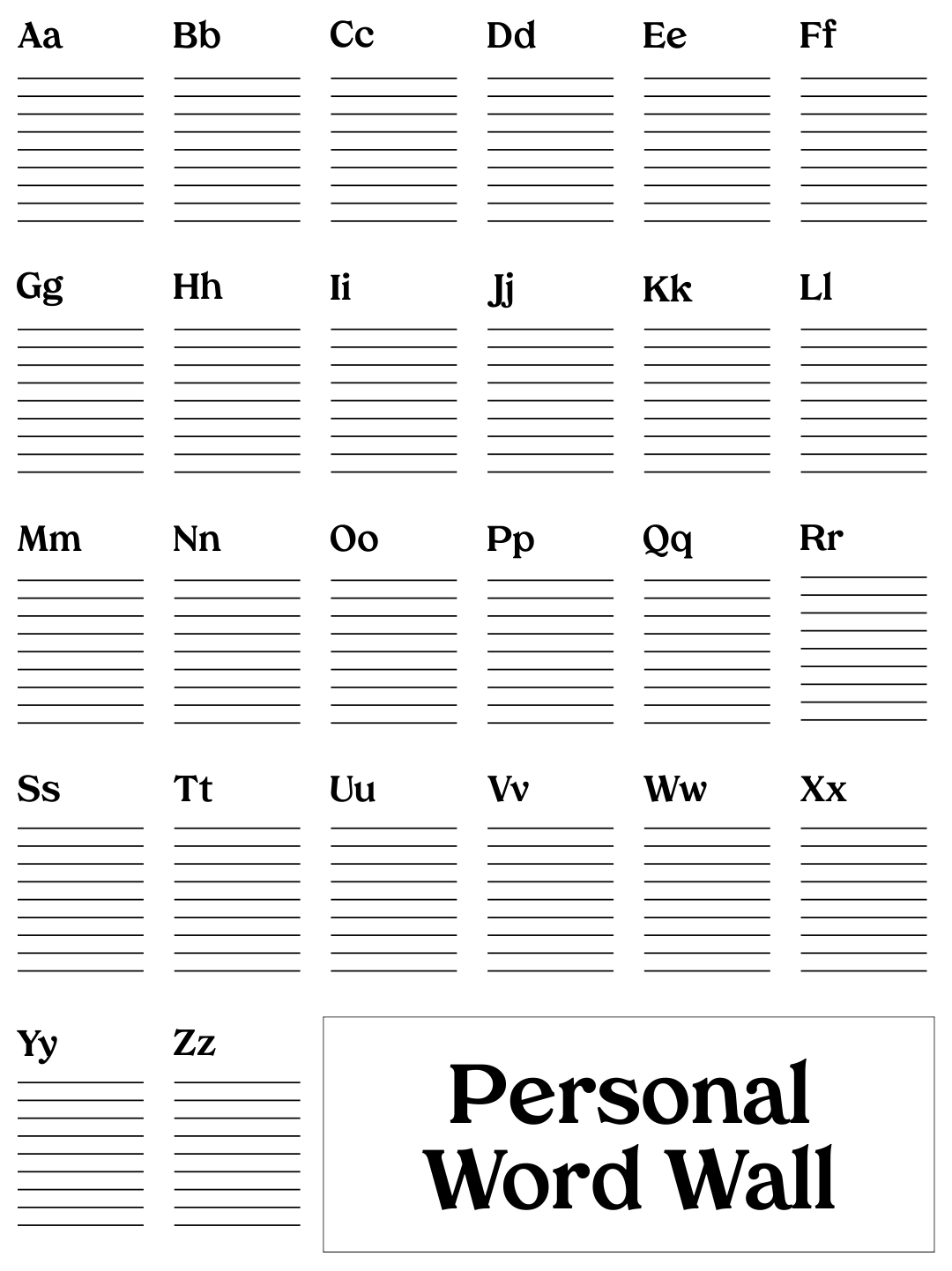 Word Wall Template Printable Preschool