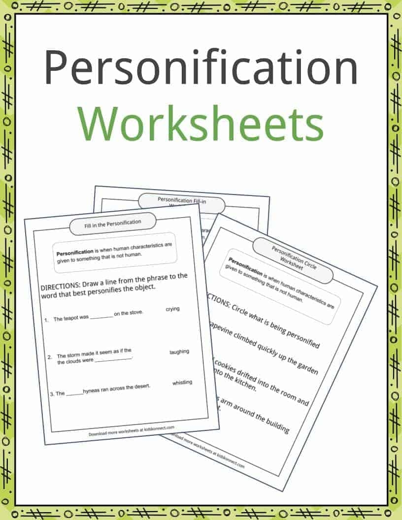Free Printable Teacher Worksheets On Personification