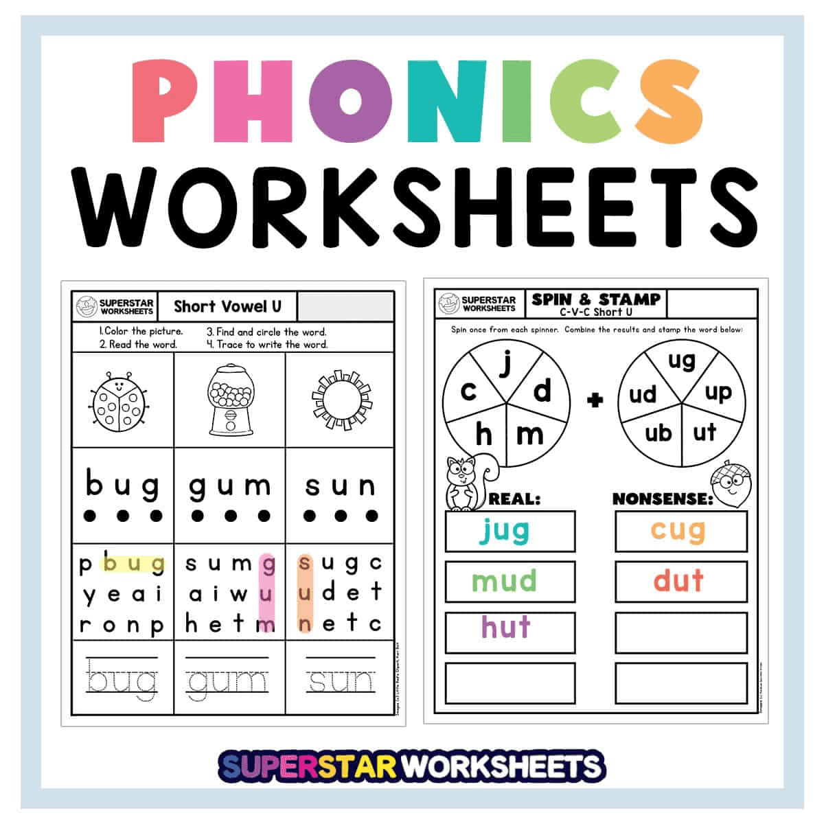 Phonics Worksheets Superstar Worksheets