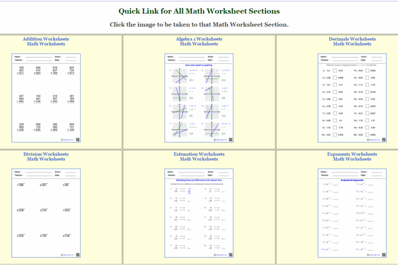 Math Worksheets Math Aids