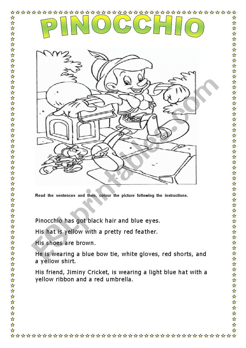 Pinocchio ESL Worksheet By Iris18