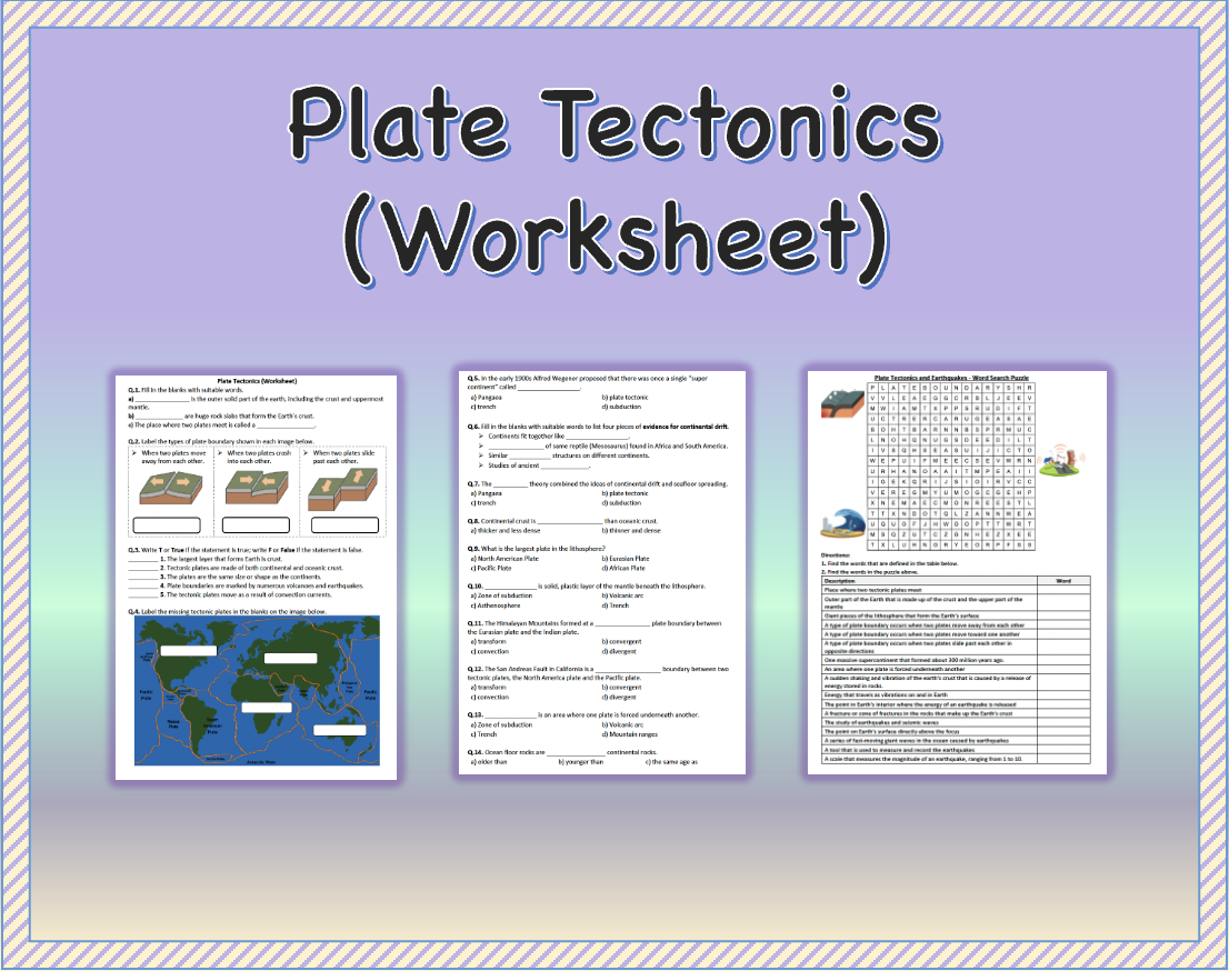 Plate Tectonics Worksheet Printable And Distance Learning 
