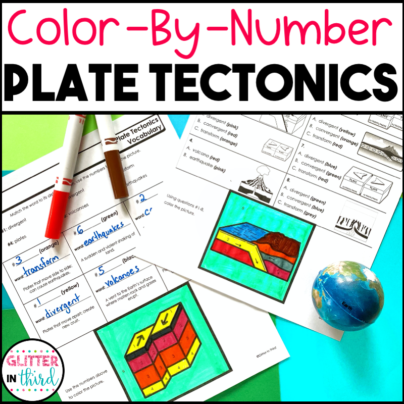 Plate Tectonics Worksheets Color By Numbers Science SOL 5 8a 5 8b 