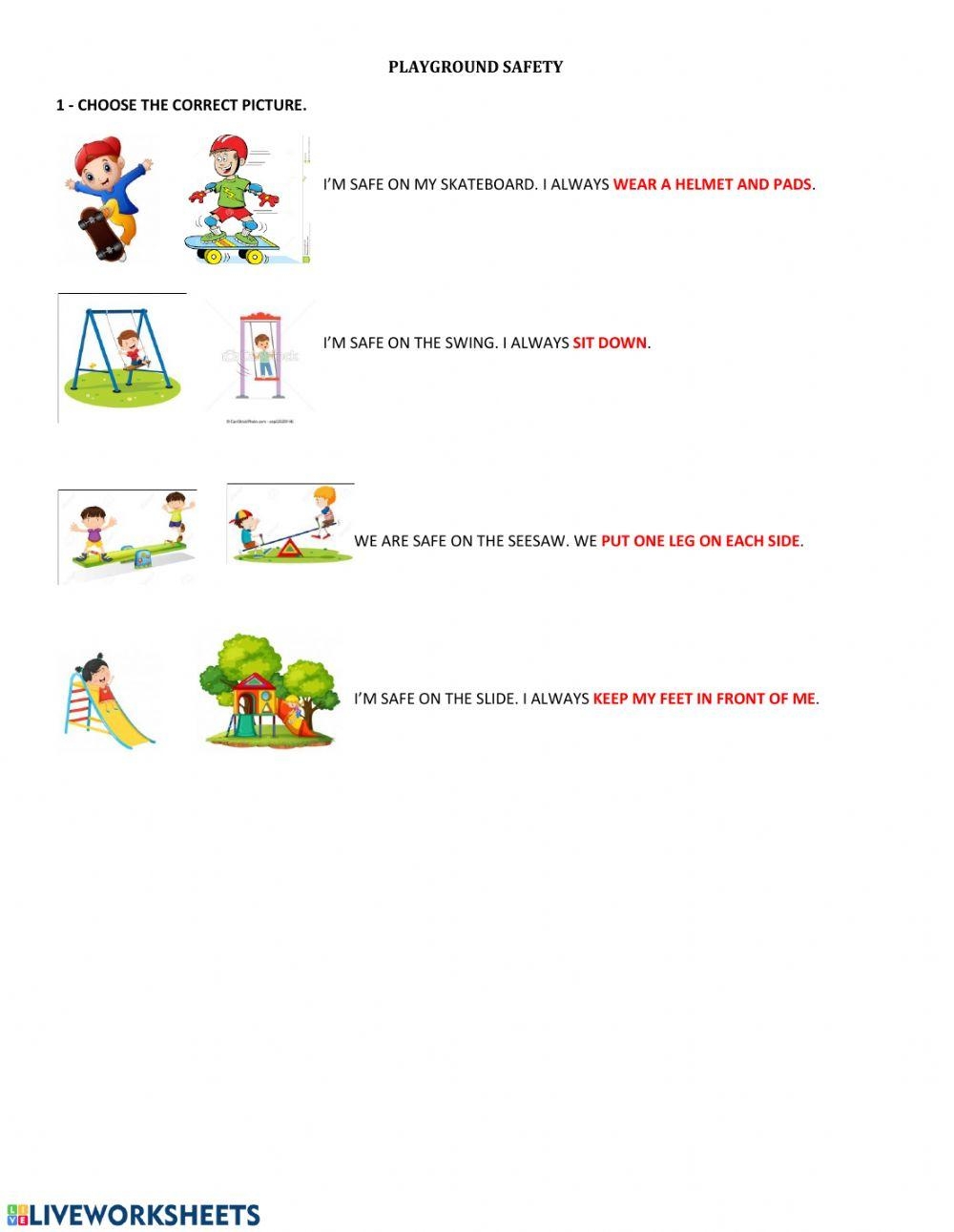 PLAYGROUND SAFETY Online Exercise For Live Worksheets