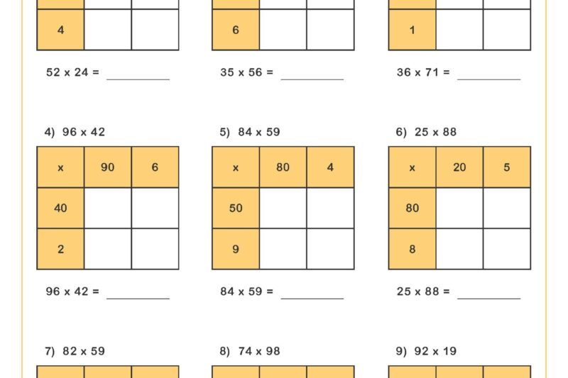 Long Multiplication Free Printable Worksheets